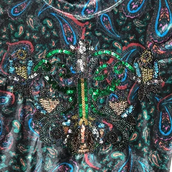 (70% OFF) NWT Free People WE THE FREE Velvet Paisley L'Amour bell sleeve Top - Picture 2 of 6